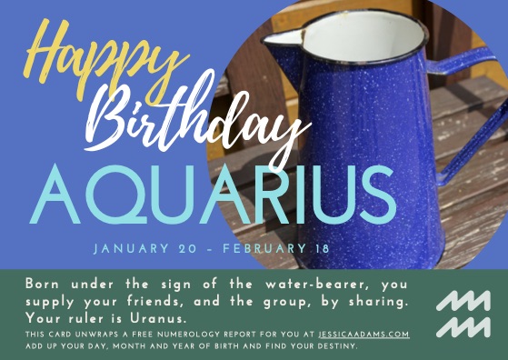 Aquarius Astrology Birthday Card 1 - Astrology Birthday Cards Collection