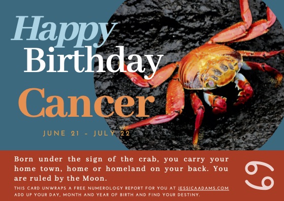 Cancer Astrology Birthday Card 1 - Astrology Birthday Cards Collection