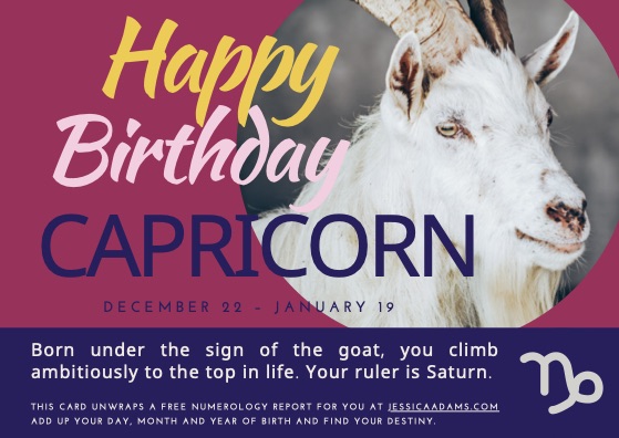 Capricorn Astrology Birthday Card 1 - Astrology Birthday Cards Collection