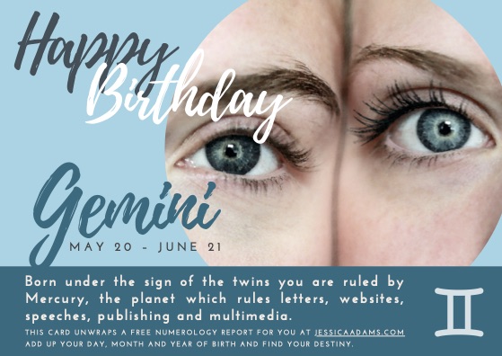 Gemini Astrology Birthday Card 1 - Astrology Birthday Cards Collection