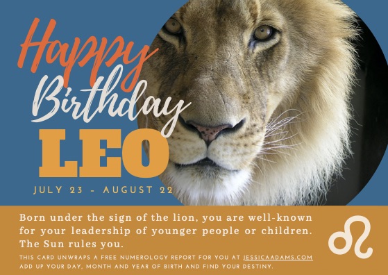 Leo Astrology Birthday Card 1 - Astrology Birthday Cards Collection