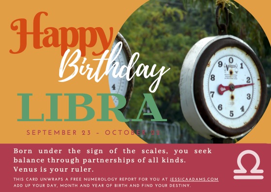 Libra Astrology Birthday Card 1 - Astrology Birthday Cards Collection