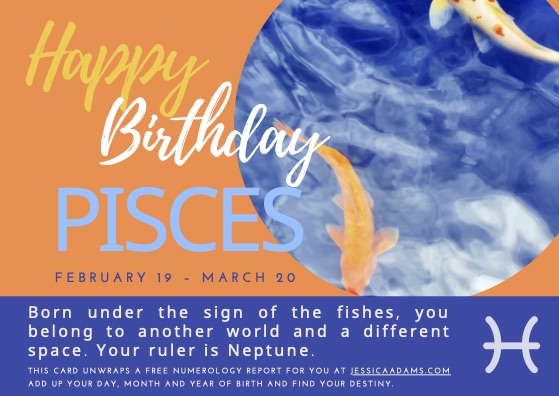 Pisces Astrology Birthday Card 1 - Astrology Birthday Cards Collection