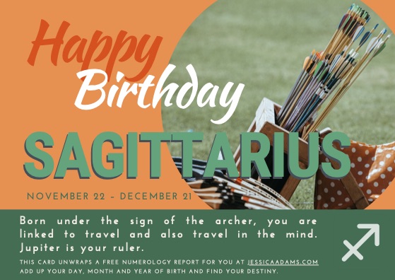 Sagittarius Astrology Birthday Card 1 - Astrology Birthday Cards Collection