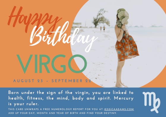 Virgo Astrology Birthday Card 1 - Astrology Birthday Cards Collection